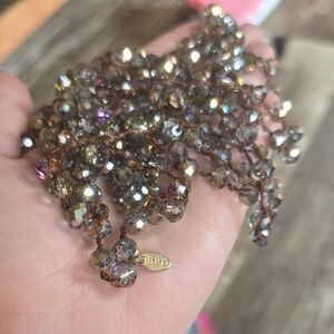 Iridescent Brown Crystal Beaded Necklace